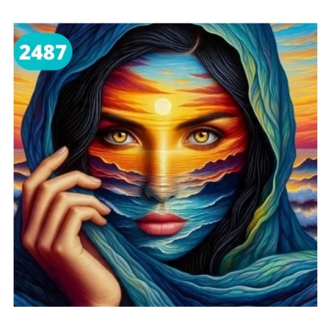 Haft Diamentowy Mozaika Diamond Painting Malowanie Diamentami Piękna Kobieta Morze Słońce