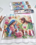 Haft Diamentowy Mozaika Diamond Painting Maryja Jezus Kwiaty Róże