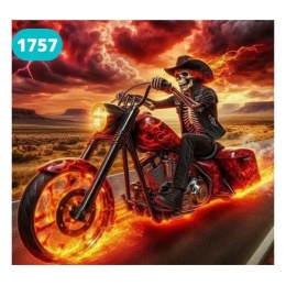 Haft Diamentowy Mozaika Diamond Painting Mozaika Motor Motocykl Czaszka Kościotrup