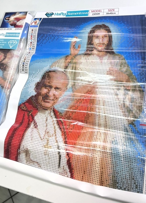 Haft Diamentowy Mozaika Diamond Painting Papież Jan Paweł II Jezus Chrystus Serce