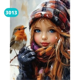 Haft Diamentowy Mozaika Diamond Painting Ptak Dziewczynka Kobieta