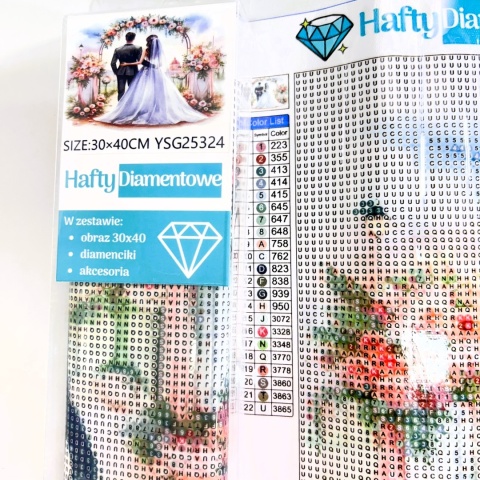 Haft Diamentowy Mozaika Diamond Painting Ślub Wesele Mąż Żona Kwiaty