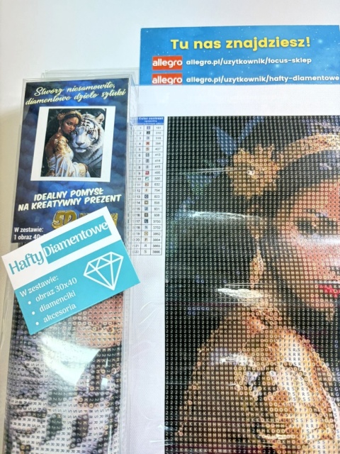 Haft Diamentowy Mozaika Diamond Painting Tygrys Kobieta Zwierzęta