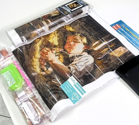 Haft Diamentowy Mozaika Diamond Painting Wieś Farma Słoma Chłopiec