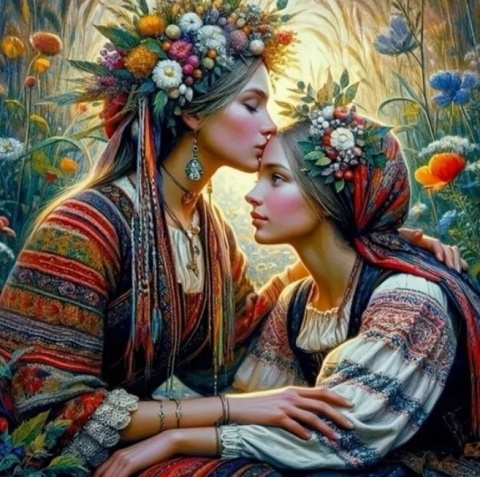 Haft Diamentowy Mozaika Diamond Painting Kwiaty Słowianki Kobieta