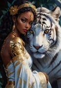 Haft Diamentowy Mozaika Diamond Painting Tygrys Kobieta Zwierzęta