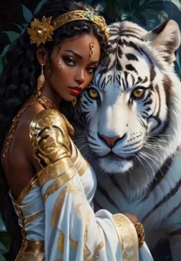 Haft Diamentowy Mozaika Diamond Painting Tygrys Kobieta Zwierzęta