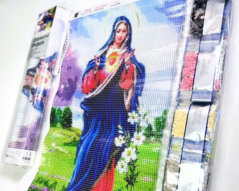 Haft Diamentowy Mozaika Maryja Matka Boska Diamond Paiting Zestaw Kreatywny