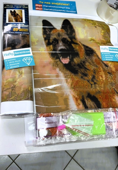 Haft Diamentowy Owczarek Niemiecki Wilczur Mozaika Diamond Painting Zestaw