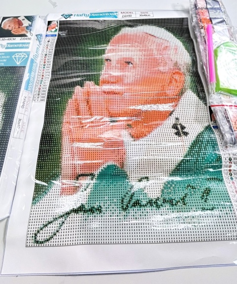 Haft Diamentowy Papież Jan Paweł II Diamond Painting Mozaika Zestaw