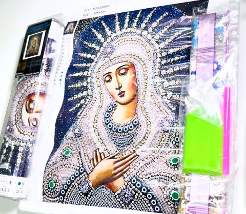 HAFT DIAMENTOWY MARYJA DUŻE KORALE 7D MANDALE DUŻE DIAMENTY SPECJALNE 5D