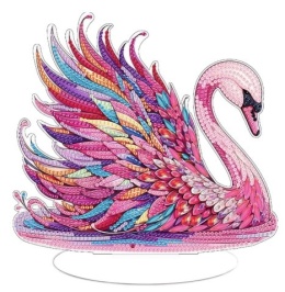 Haft Diamentowy Acrylic Na Podstawce Diamond Painting Mozaika Łabędź Kolorowy