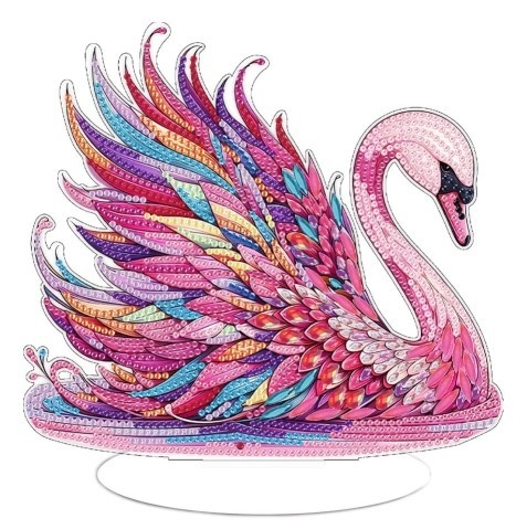 Haft Diamentowy Acrylic Na Podstawce Diamond Painting Mozaika Łabędź Kolorowy