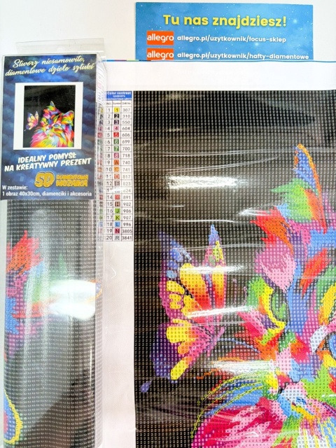 Haft Diamentowy Mozaika Diamond Painting Kotek Kot Kolorowy