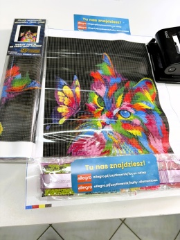 Haft Diamentowy Mozaika Diamond Painting Kotek Kot Kolorowy