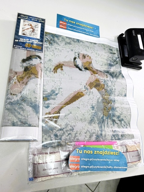 Haft Diamentowy Baletnica Sukienka Biała Kobieta Mozaika Diamond Painting Zestaw