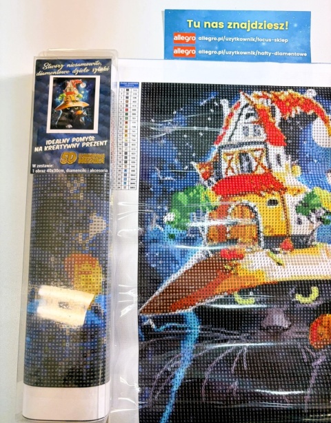 Haft Diamentowy Czarny Kot Halloween Diamond Paiting Mozaika Zestaw 5D