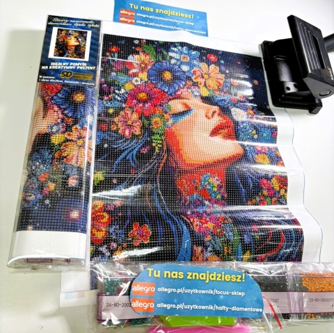 Haft Diamentowy Diamond Painting Mozaika Kobieta Wianek Kwiaty
