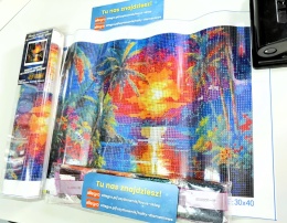 Haft Diamentowy Diamond Painting Mozaika Palmy Morze Krajobraz Dżungla
