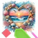 Haft Diamentowy Diamond Painting Mozaika Serce Plaża Muszle Morze
