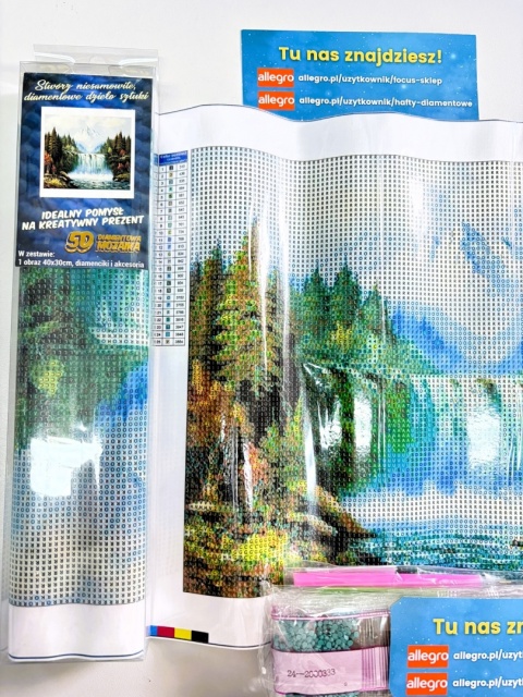 Haft Diamentowy Diamond Painting Mozaika Wodospad Góry Las