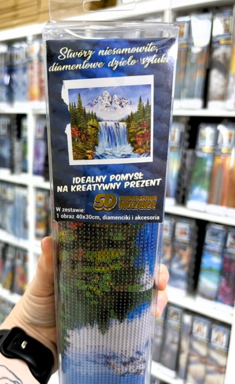 Haft Diamentowy Góry Wodospad Krajobraz Mozaika Diamond Painting Zestaw
