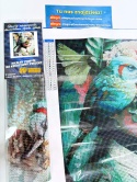 ) Haft Diamentowy Kobieta Kwiaty Ptak Mozaika Diamond Painting Zestaw