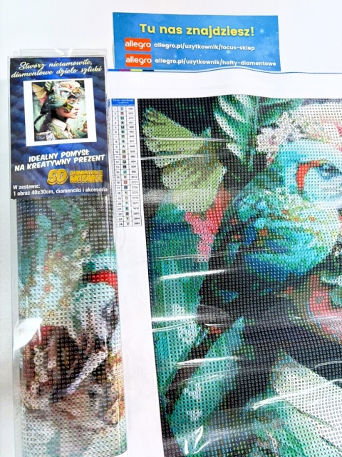) Haft Diamentowy Kobieta Kwiaty Ptak Mozaika Diamond Painting Zestaw