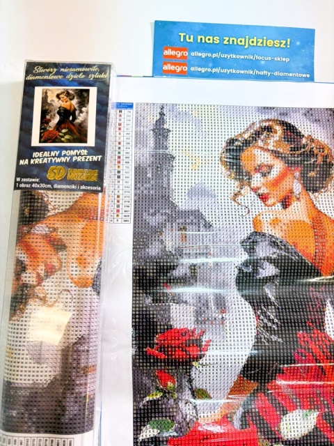 Haft Diamentowy Kobieta Róże Kwiaty Mozaika Diamond Painting Zestaw Wyklejanka