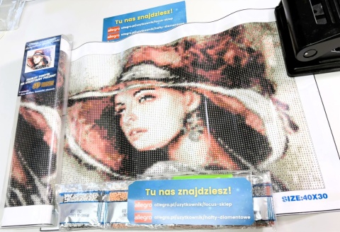 Haft Diamentowy Kobieta W Kapeluszu Diamond Painting Mozaika Zestaw
