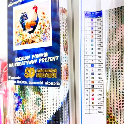Haft Diamentowy Koguś Wieś Kwiaty Diamond Painting Mozaika Zestaw Kreatywny