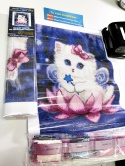 Haft Diamentowy Kot Kotek Lilia Kwiat Diamond Painting Mozaika Zestaw