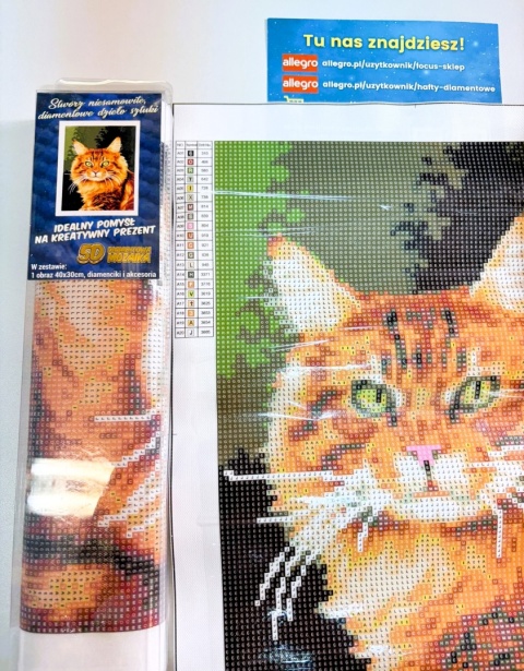 Haft Diamentowy Kot Kotek Rudy Mozaika Diamond Painting Zestaw 5D