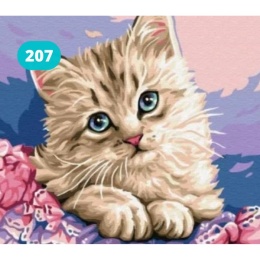 Haft Diamentowy Kotek Kot Kotki Kwiaty Róże Diamond Painting Mozaika