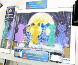 Haft Diamentowy Kotek Koty Księżyc Mozaika Diamond Paiting Zestaw Kreatywny
