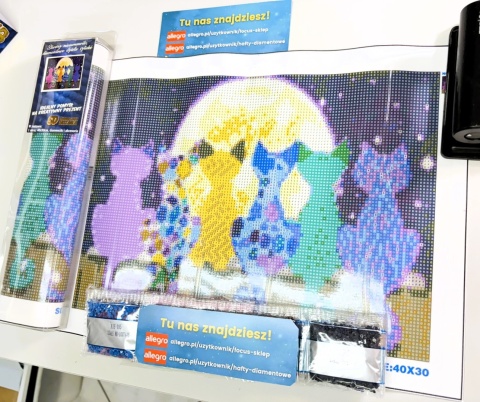 Haft Diamentowy Kotek Koty Księżyc Mozaika Diamond Paiting Zestaw Kreatywny