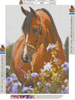 HAFT DIAMENTOWY KOŃ KONIE KWIATY DIAMOND PAITING 30X40 WYKLEJANKA 5D