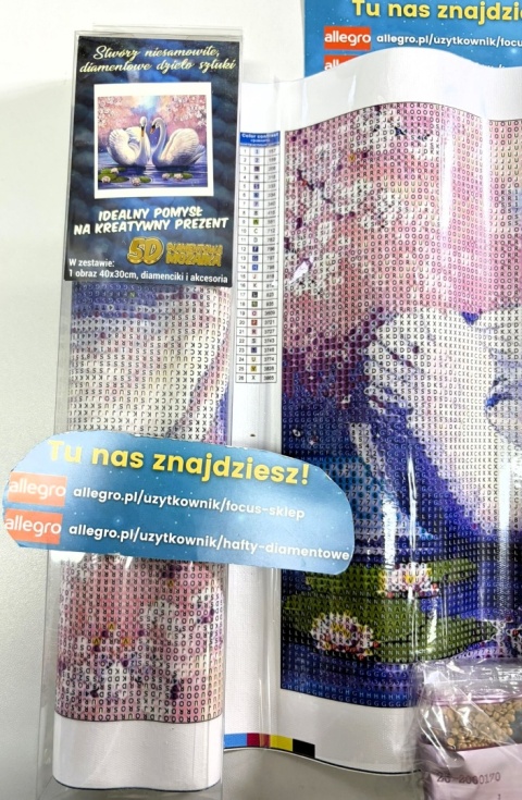 Haft Diamentowy Łabędzie Jezioro Lilia Diamond Paiting Mozaika Zestaw 5D