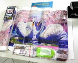 Haft Diamentowy Łabędzie Jezioro Lilia Diamond Paiting Mozaika Zestaw 5D
