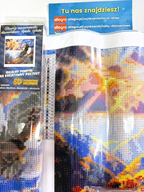 Haft Diamentowy Mozaika Diamond Painting Orzeł Krajobraz Ptak Chmury