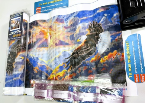 Haft Diamentowy Mozaika Diamond Painting Orzeł Krajobraz Ptak Chmury