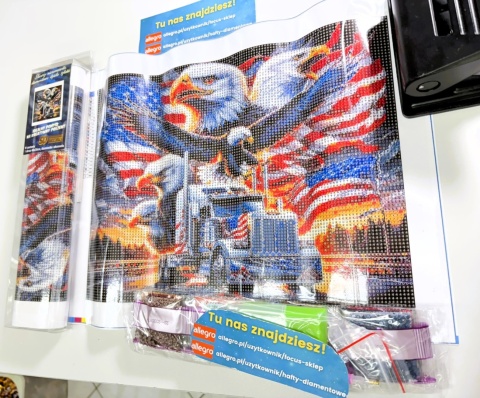 Haft Diamentowy Orzeł Flagi Usa Stany Ameryka Ciężarówka Mozaika Diamond Painting Zestaw