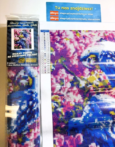 Haft Diamentowy Papugi Papuga Ptak Na Gałęzi Mozaika Diamond Painting Zestaw