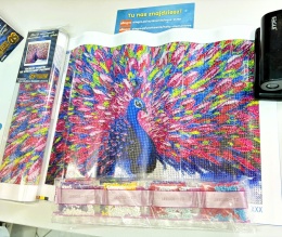 Haft Diamentowy Paw Kolorowy Diamond Painting Mozaika Zestaw Kreatywny