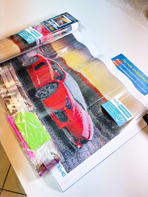 HAFT DIAMENTOWY AUTO CZERWONE SAMOCHÓD LAMBO 5D