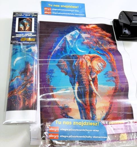 Haft Diamentowy Słoń Drzewo Mozaika Diamond Painting Zestaw Wyklejanka