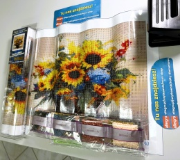 Haft Diamentowy Słoneczniki Kwiaty W Wazonie Diamond Painting Mozaika 5D