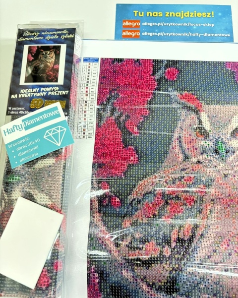 HAFT DIAMENTOWY DIAMOND PAITING SOWA KWIATY DRZEWO MOZAIKA ZESTAW 5D