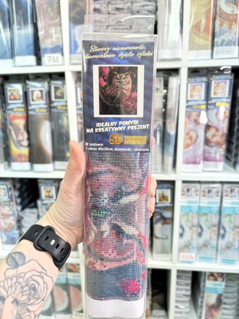 HAFT DIAMENTOWY DIAMOND PAITING SOWA KWIATY DRZEWO MOZAIKA ZESTAW 5D