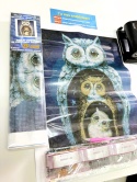 Haft Diamentowy Sowy Trzy Sowa Ptak Mozaika Diamond Painting Zestaw 5D